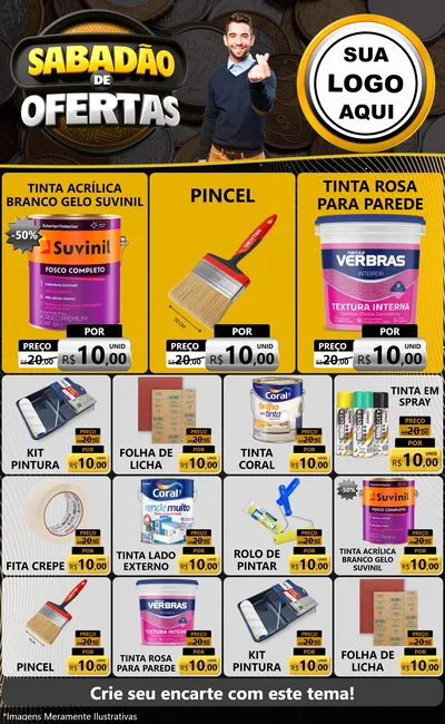 Modelo de Encarte para Encarte Grande com o tema Sabadão de Ofertas para Tintas e Ferramentas