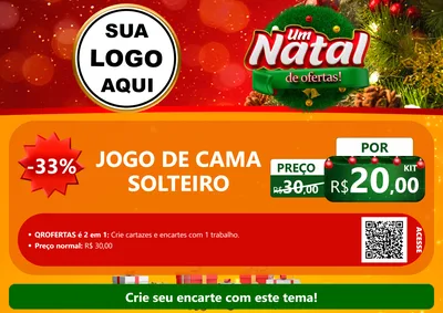 Modelo de Cartaz para Cartaz A4 Horizontal com o tema Um Natal de Ofertas para Cama, Mesa e Banho