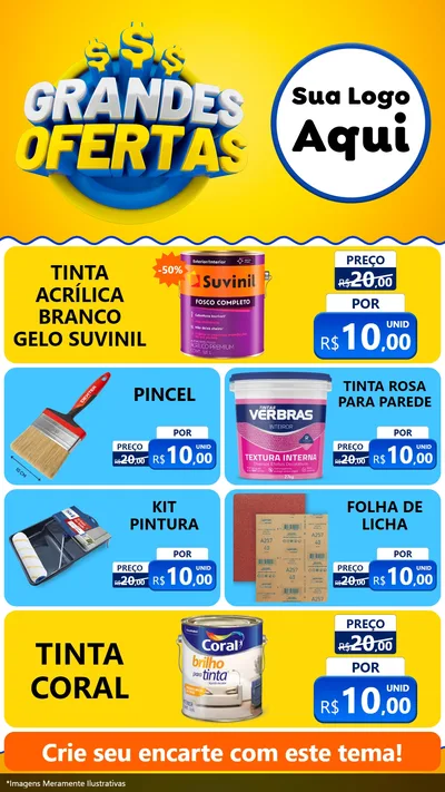 Modelo de TV para TV Vertical com o tema Grandes Ofertas para Tintas e Ferramentas