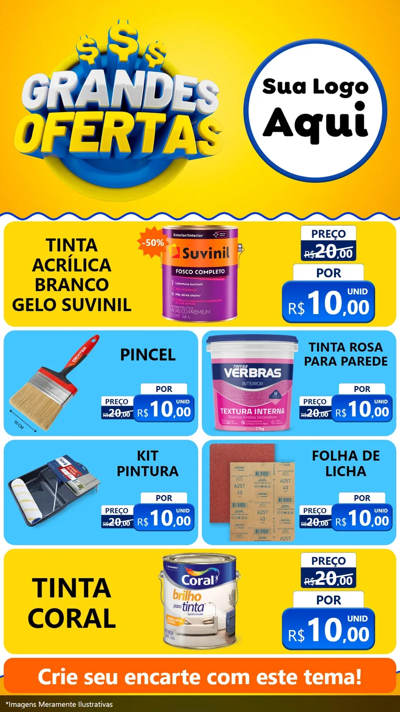 Modelo de TV para TV Vertical com o tema Grandes Ofertas para Tintas e Ferramentas