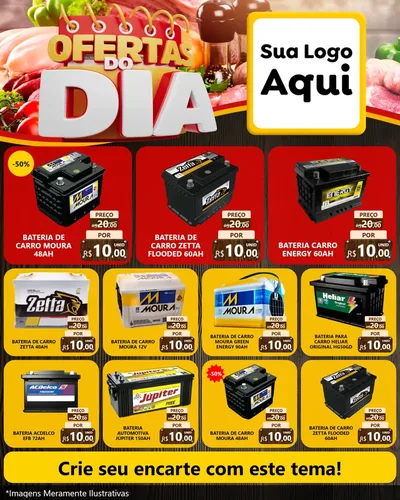 Modelo de Rede Social para Feed Instagram com o tema Ofertas do Dia para Baterias Elétricas