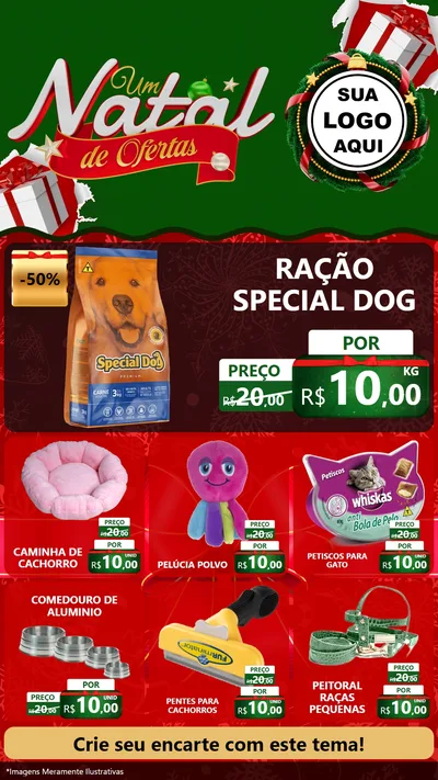 Modelo de Rede Social para Stories com o tema Um Natal de Ofertas para Pet Shop