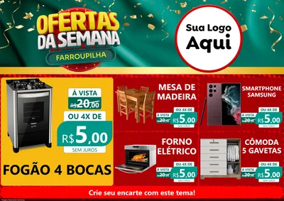 Modelo de Encarte para Encarte A4 Horizontal com o tema Ofertas da Semana Farroupilha para Móveis e Eletro