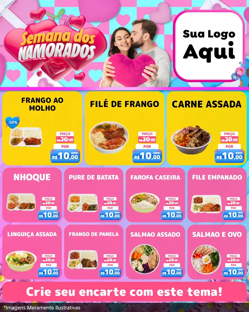 Modelo de Rede Social para Feed Instagram com o tema Semana dos Namorados para Restaurante