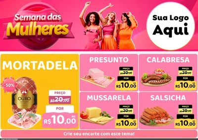 Modelo de Encarte para Encarte A4 Horizontal com o tema Semana das Mulheres para Frios e Laticínios