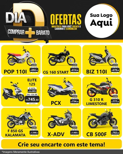 Modelo de Rede Social para Feed Instagram com o tema Dia D Mais Economia para Concessionaria de Motos