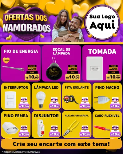 Modelo de Rede Social para Feed Instagram com o tema Oferta Dos Namorados para Materiais Elétricos