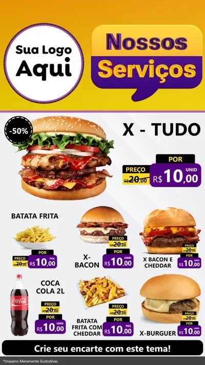 Modelo de Rede Social para Stories com o tema Nossos Serviços para Hamburgueria