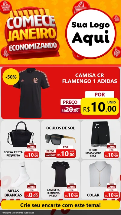Modelo de Rede Social para Stories com o tema Comece Janeiro Economizando para Roupas e acessórios