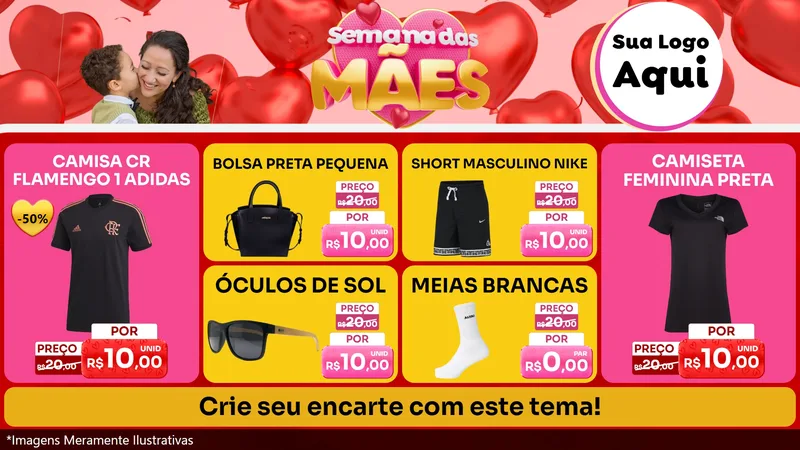 Modelo de TV para TV Horizontal com o tema Semana Das Mães para Roupas e acessórios