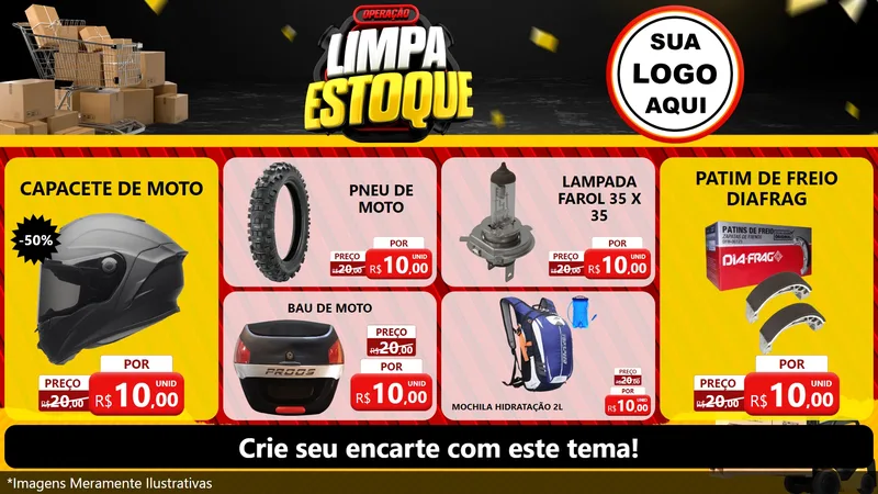Modelo de TV para TV Horizontal com o tema Operação Limpa Estoque para Moto peças