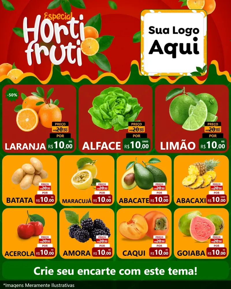 Modelo de Rede Social para Feed Instagram com o tema Especial Hortifruti para Hortifrúti