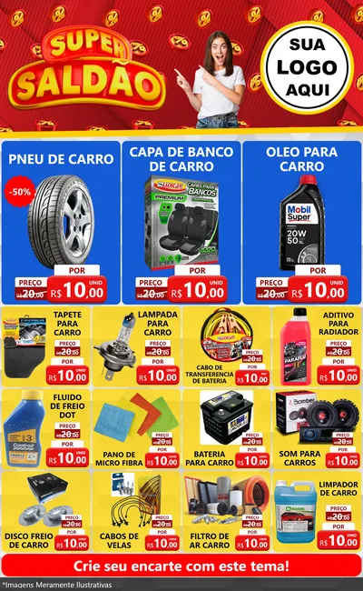 Modelo de Encarte para Encarte Grande com o tema Super Saldão para Auto peças