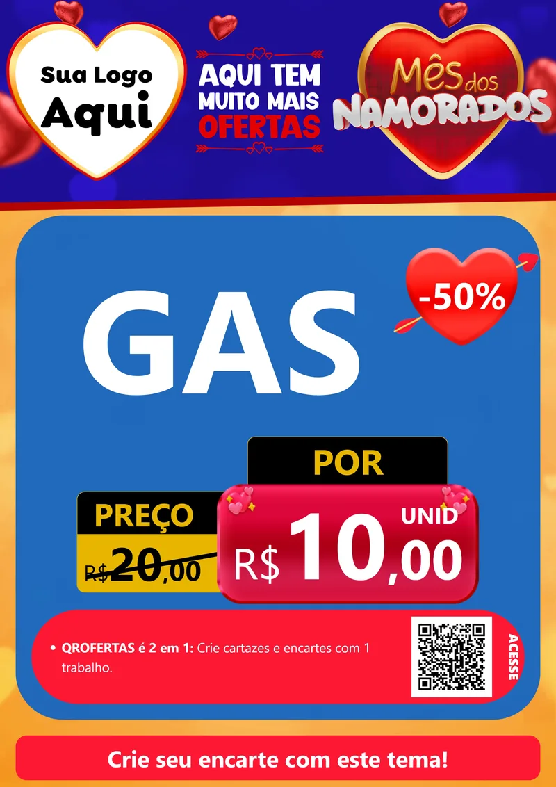 Modelo de Cartaz para Cartaz A4 Vertical com o tema Mês dos Namorados para Água e gás