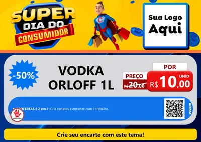 Modelo de Cartaz para Cartaz A4 Horizontal com o tema Super Dia do Consumidor para Distribuidora de bebidas
