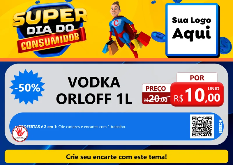 Modelo de Cartaz para Cartaz A4 Horizontal com o tema Super Dia do Consumidor para Distribuidora de bebidas