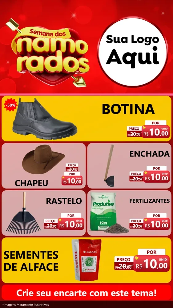 Modelo de TV para TV Vertical com o tema Semana dos namorados para Agropecuária