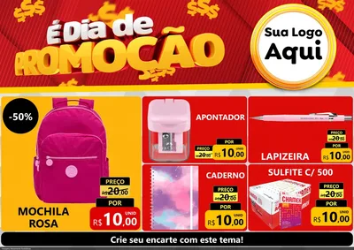 Modelo de Encarte para Encarte A4 Horizontal com o tema É Dia De Promoção para Papelaria