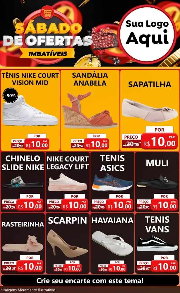 Modelo de Encarte para Encarte Grande com o tema Sábado de Ofertas Imbatíveis para Calçados