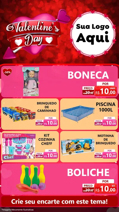 Modelo de TV para TV Vertical com o tema Valentine's Day para Brinquedos