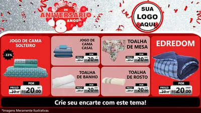 Modelo de TV para TV Horizontal com o tema Promoção de Aniversário - 8 Anos para Cama, Mesa e Banho