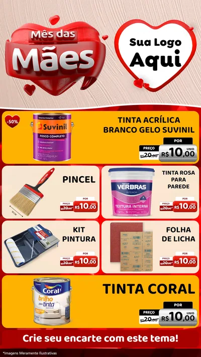Modelo de TV para TV Vertical com o tema Mês das Mães para Tintas e Ferramentas