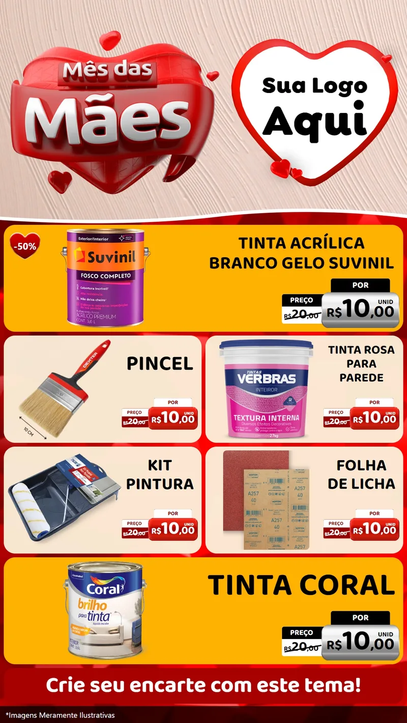 Modelo de TV para TV Vertical com o tema Mês das Mães para Tintas e Ferramentas
