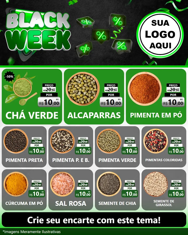 Modelo de Rede Social para Feed Instagram com o tema Black Week para Produtos Naturais