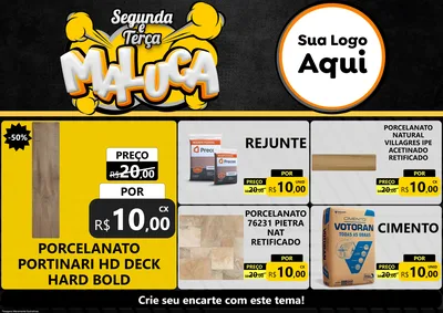 Modelo de Encarte para Encarte A4 Horizontal com o tema Segunda e Terça Maluca para Pisos e revestimentos