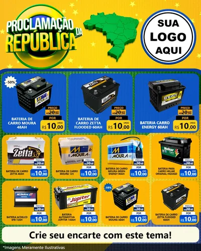 Modelo de Rede Social para Feed Instagram com o tema Proclamação da República para Baterias Elétricas