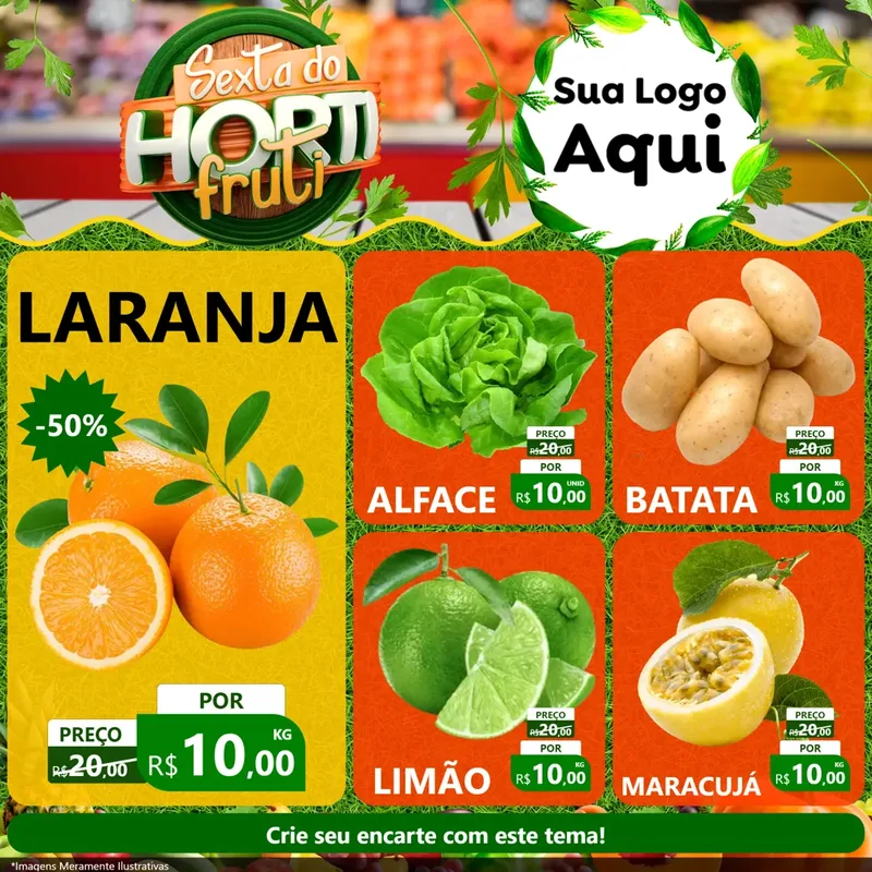 Modelo de Rede Social para Feed Facebook com o tema Sexta do Hortifruti para Hortifrúti