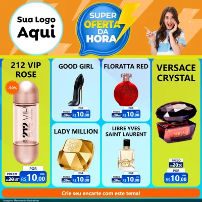 Modelo de Rede Social para Feed Facebook com o tema Super Oferta da Hora para Perfumes