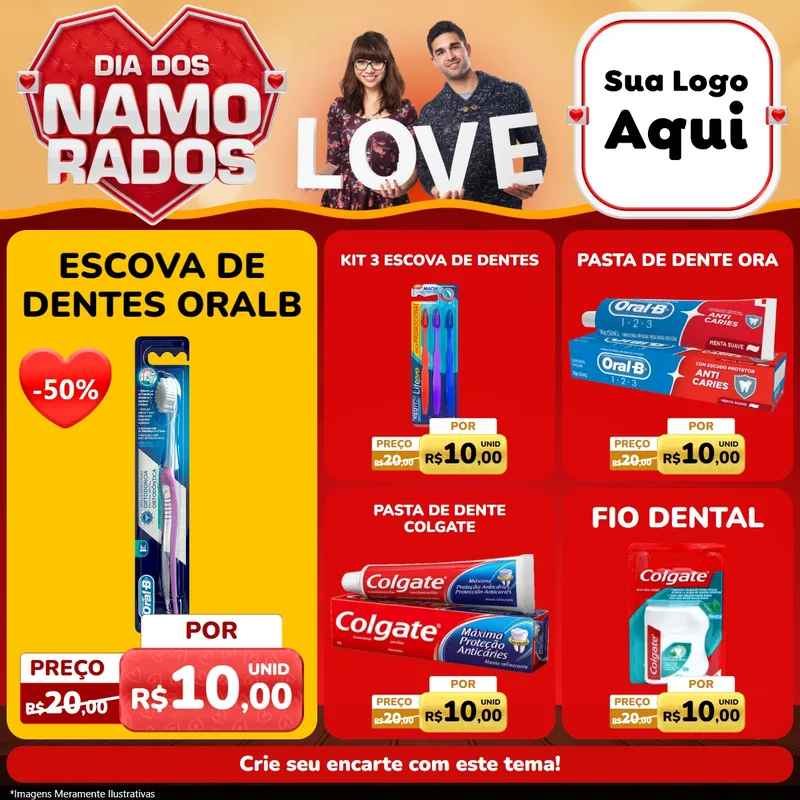Modelo de Rede Social para Feed Facebook com o tema Dia dos Namorados para Higiene Pessoal