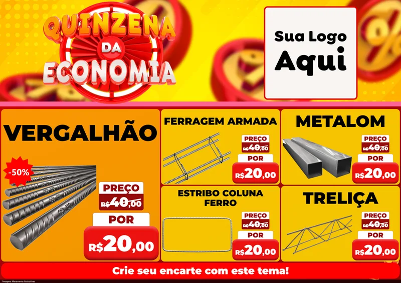 Modelo de Encarte para Encarte A4 Horizontal com o tema Quinzena Da Economia para Ferragens