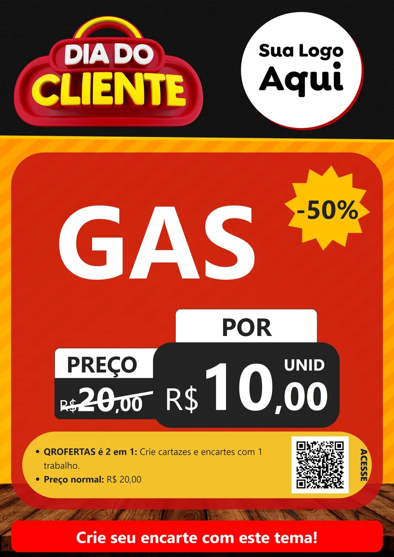 Modelo de Cartaz para Cartaz A4 Vertical com o tema Dia do Cliente para Água e gás