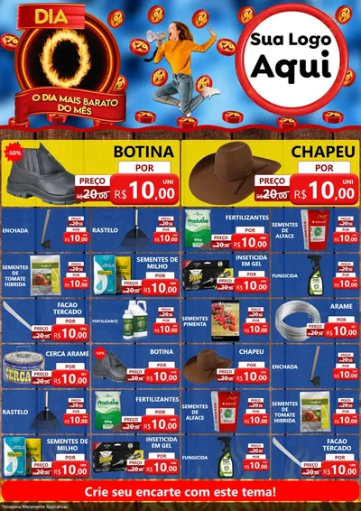 Modelo de Encarte para Encarte A4 Vertical com o tema Dia O - O Dia Mais Barato Do Mês para Agropecuária