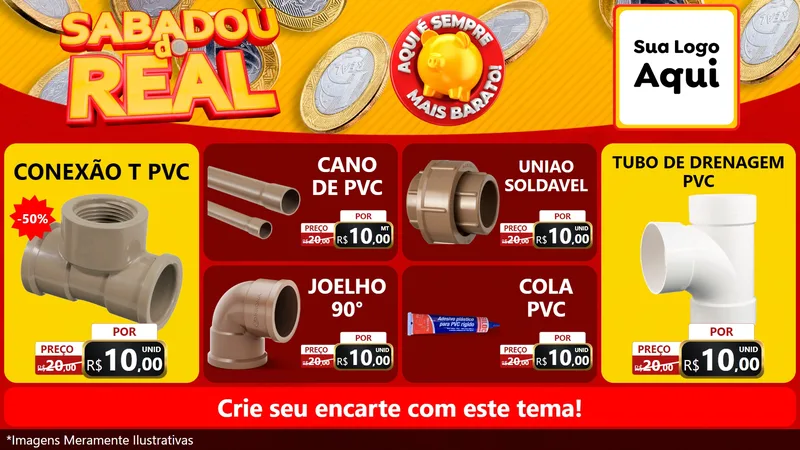 Modelo de TV para TV Horizontal com o tema Sabadou do Real para Tubos e conexões
