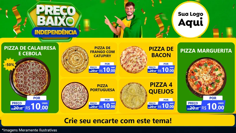 Modelo de TV para TV Horizontal com o tema Preço Baixo de Independência para Pizzaria