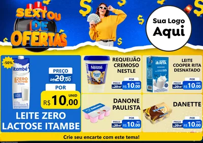 Modelo de Encarte para Encarte A4 Horizontal com o tema Sextou de Ofertas para Frios e Laticínios