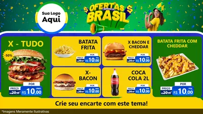 Modelo de TV para TV Horizontal com o tema Ofertas Semana do Brasil para Hamburgueria