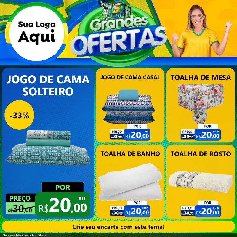 Modelo de Rede Social para Feed Facebook com o tema Grandes Ofertas para Cama, Mesa e Banho
