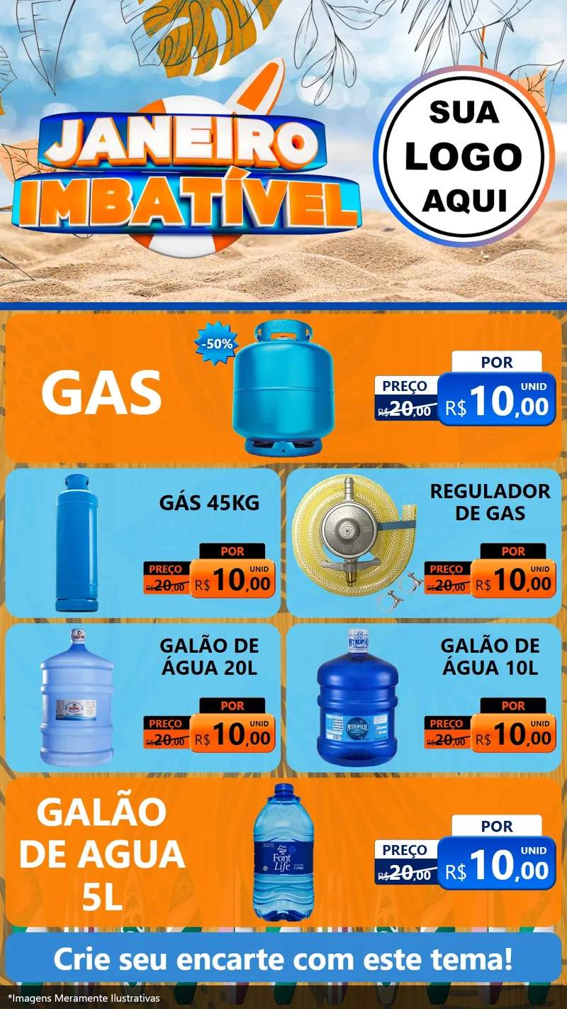 Modelo de TV para TV Vertical com o tema Janeiro Imbatível para Água e gás