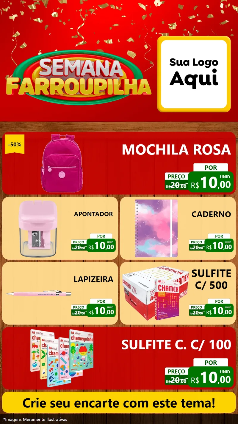 Modelo de TV para TV Vertical com o tema Semana Farroupilha para Papelaria