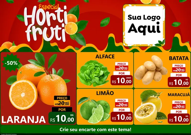 Modelo de Encarte para Encarte A4 Horizontal com o tema Especial Hortifruti para Hortifrúti