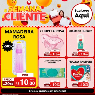 Modelo de Rede Social para Feed Facebook com o tema Semana do Cliente para Bebês