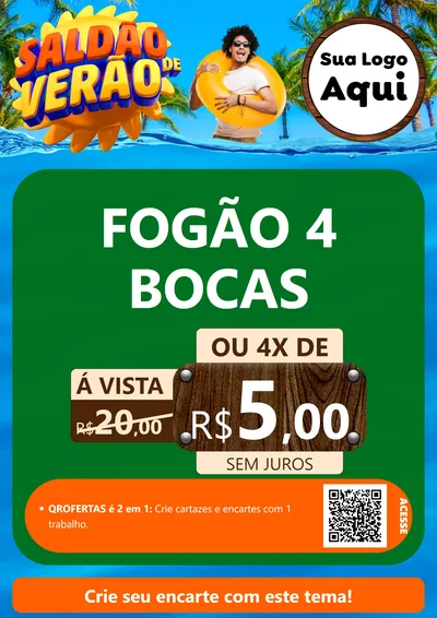 Modelo de Cartaz para Cartaz A4 Vertical com o tema Saldão de Verão para Móveis e Eletro