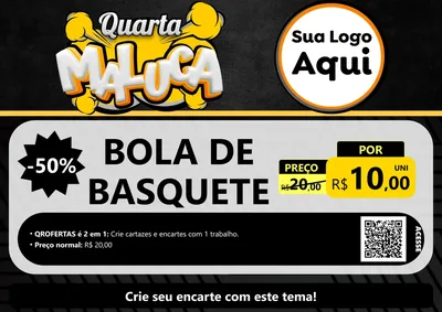 Modelo de Cartaz para Cartaz A4 Horizontal com o tema Quarta Maluca para Artigos Esportivos