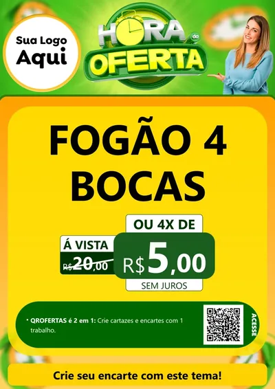 Modelo de Cartaz para Cartaz A4 Vertical com o tema Hora da Oferta para Móveis e Eletro