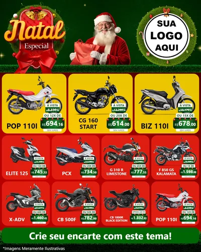 Modelo de Rede Social para Feed Instagram com o tema Natal Especial para Concessionaria de Motos