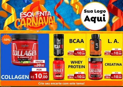 Modelo de Encarte para Encarte A4 Horizontal com o tema Esquenta de Carnaval para Suplementos alimentares